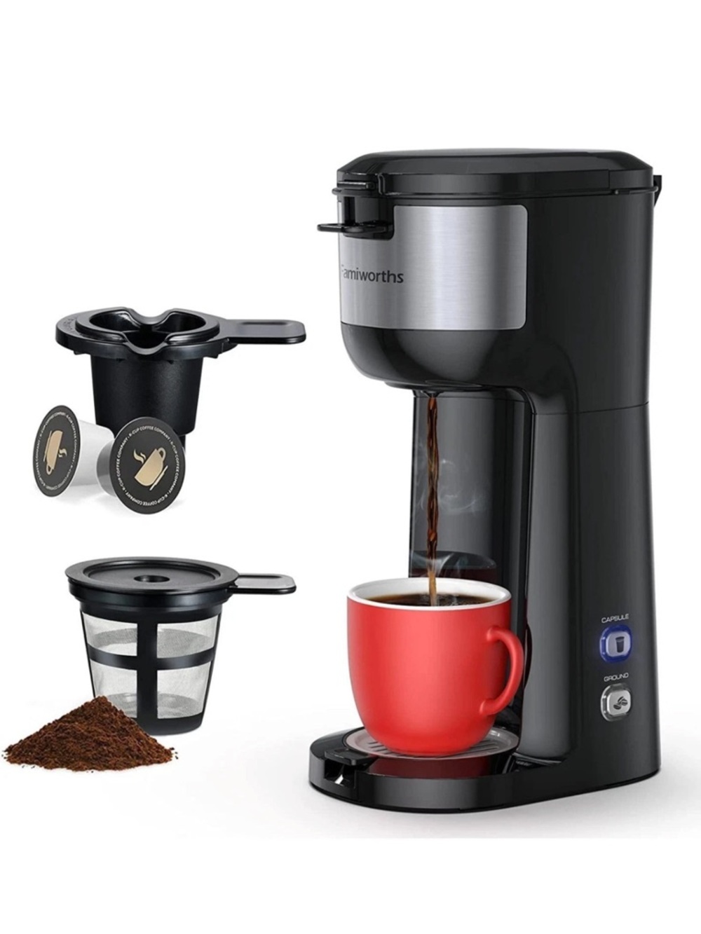 Famiworths | Single Serve Ground Ice Coffee Maker K-cup Black 6-14 oz
